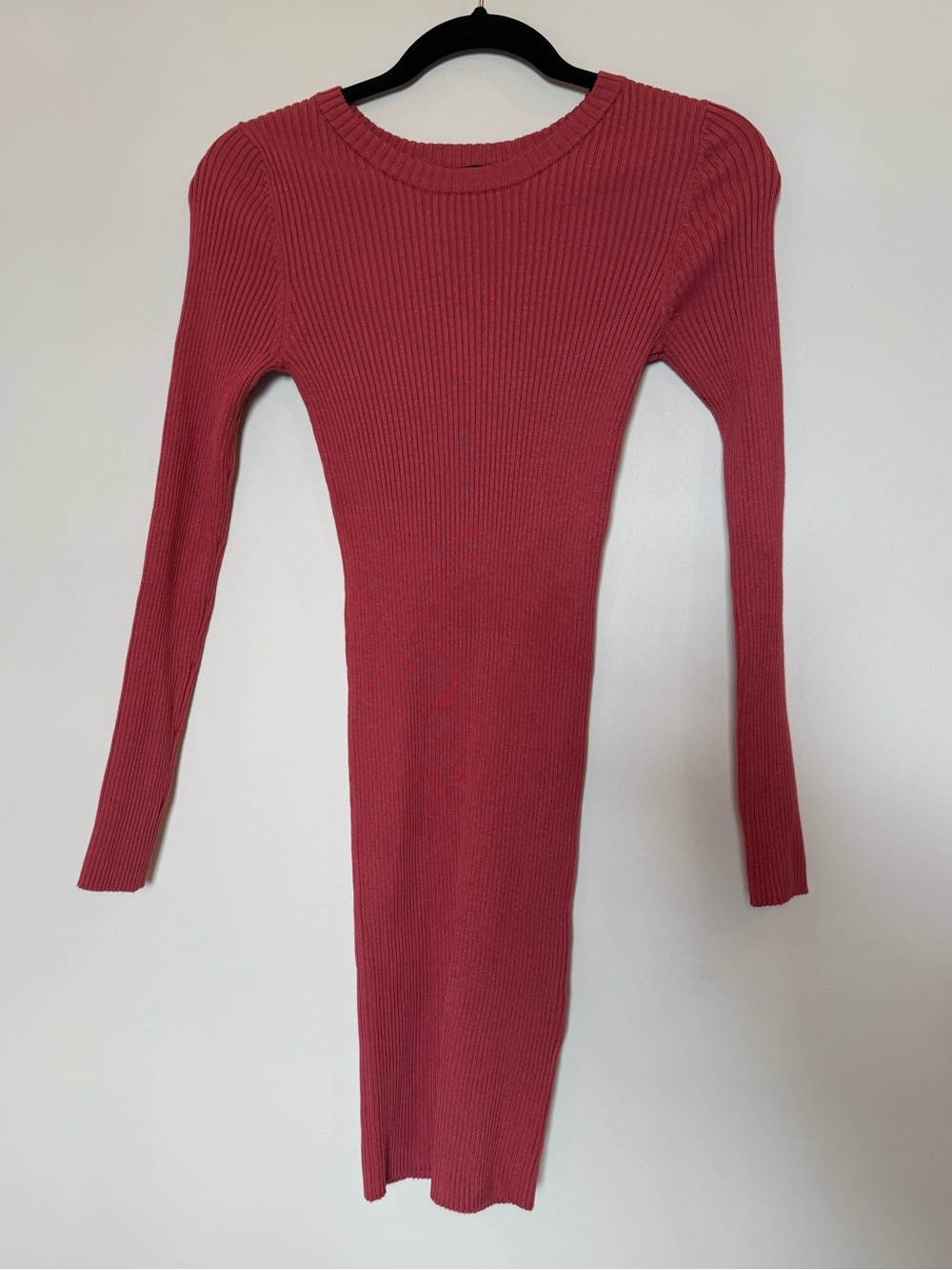Forever 21 Ribbed Long-Sleeve Bodycon Dress - Rose